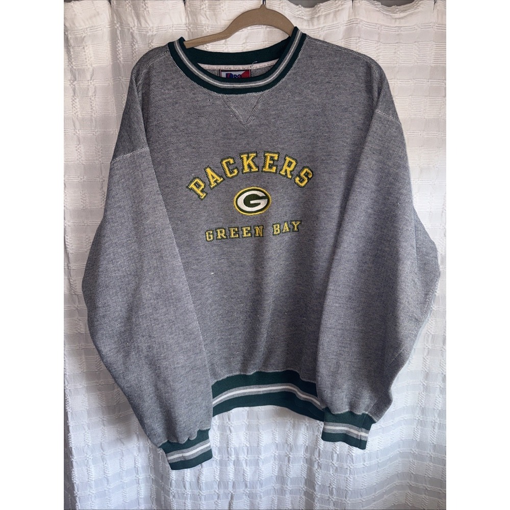 Vintage Green Bay Packers Mens Sweat Shirt Pullover L Pro Player Cuffed‎ Trendy